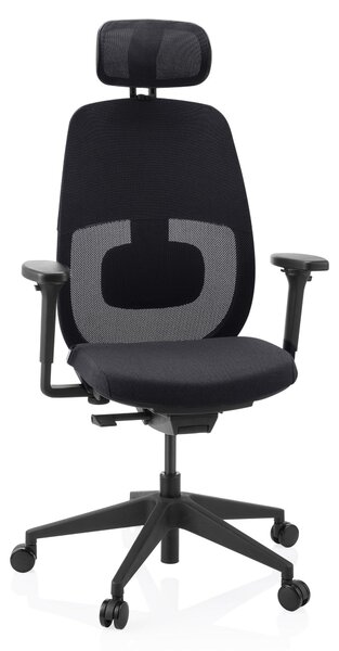 Hjh OFFICE sedia professionale per ufficio Skandis Pro sedia da scrivania ergonomica con braccioli (regolabile in altezza) tessuto / rete nera sedia girevole per ufficio, casa