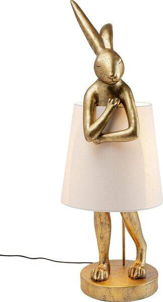 Lampada da tavolo Kare Design, modello Animal Rabbit, color oro. Lampada a forma di coniglio, ideale per il tavolo, la scrivania o come lampada da comodino