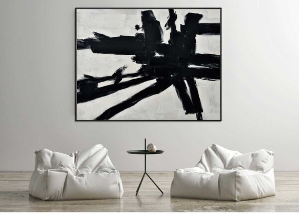 Agave Quadro moderno con cornice dipinto a mano su tela "Omaggio a Kline" 150x120 Tela,Cotone Dipinti su Tela Quadri per soggiorno
