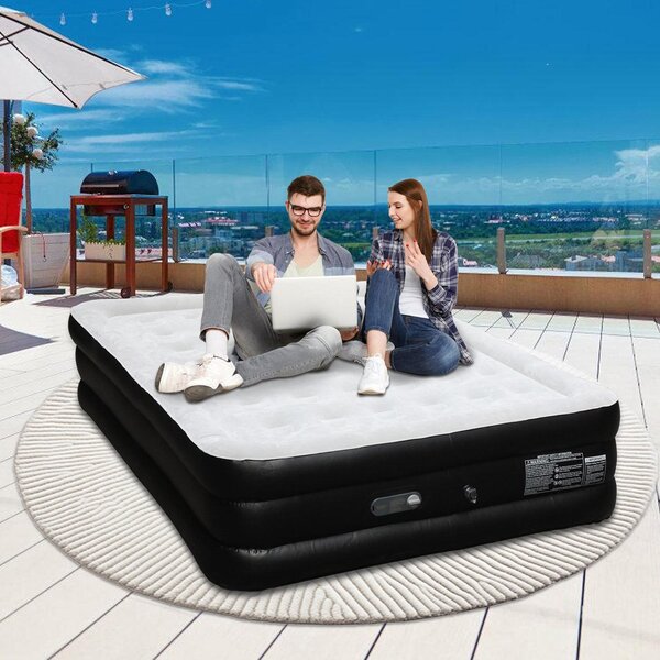 Materasso gonfiabile Ikodm Premium 190 x 100 x 46 cm con pompa integrata, materasso autogonfiabile da utilizzare come letto per gli ospiti, lettino da viaggio, letto da campeggio e letto di emergenza, letto singolo