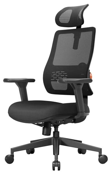 Sedia da ufficio ergonomica - MAGICH003 - Schienale che si adatta automaticamente - Supporto lombare regolabile - Poggiatesta regolabile - Regolabile in altezza - Rotella e base girevole - Colore: nero