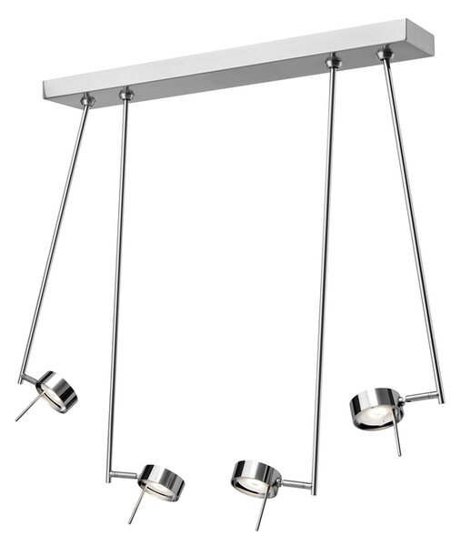 Sompex Lampada a sospensione LED regolabile BLING, 4 luci – Lampada a sospensione moderna, finitura cromata opaca