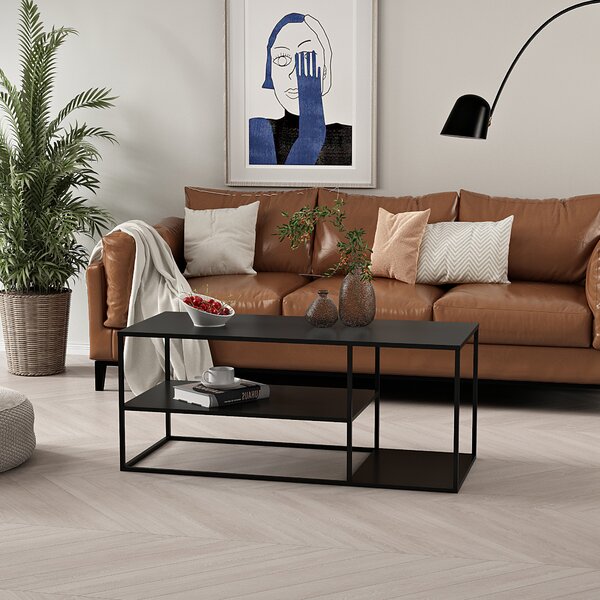 Tavolino 'Solund' in acciaio 120 x 50 x 50 cm nero, opaco
