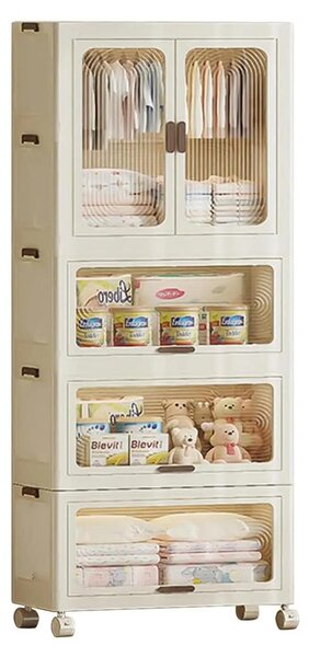 Contenitori in plastica per l'organizzazione - Organizzatori per armadi - Impilabili - Con ante - Con ruote - Con appendiabiti - Larghezza 70 cm - Bianco