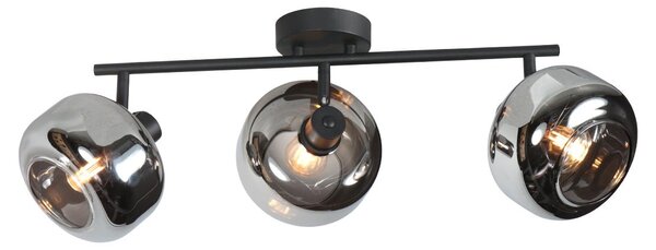 Mexlite - faretto - Tenebris - nero - vetro metallo vetro fumé - lampada in vetro colorato - E14 - 4210ZW