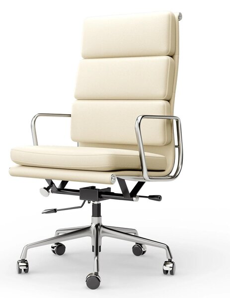 Sedia da ufficio – Sedia direzionale ergonomica con rotelle – Comoda sedia girevole con rivestimento effetto pelle