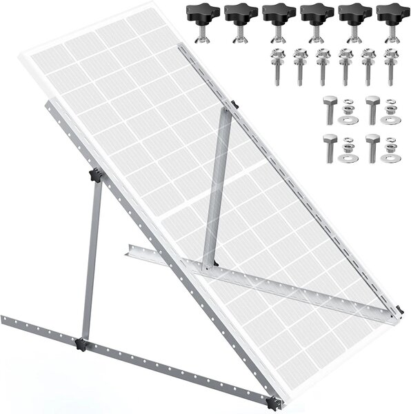 Supporti per pannelli solari - Staffa regolabile per l'inclinazione - 114,3 cm - Set da 1 - Piedini pieghevoli - Alluminio - Adatti per camper, tetti, pavimenti e imbarcazioni