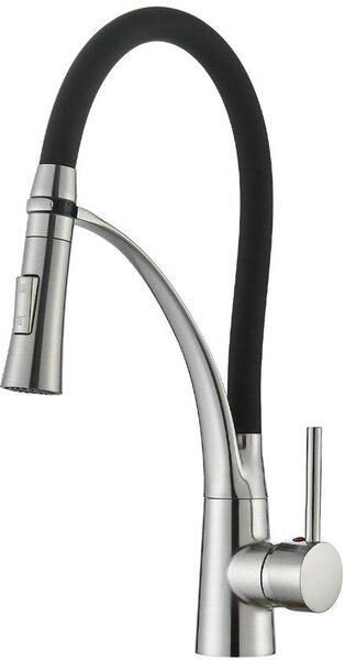 Rubinetto da cucina anti-allagamento, rubinetto da cucina con beccuccio estraibile, rubinetto estraibile, miscelatore a 360 gradi, rubinetto, rubinetto a due vie, acciaio inossidabile