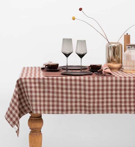 Tovaglia in lino Chocolate Gingham