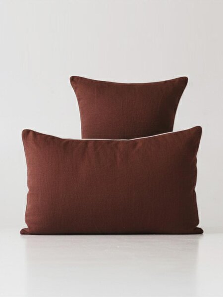 Set di 2 federe in lino Chocolate White