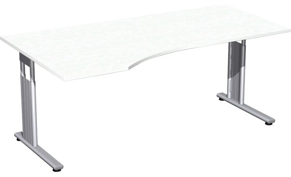 Tavolo a forma libera C-foot Flex, 180 x 80-100 cm, regolabile in altezza, vari colori, colore decor:bianco, angolo di design:sinistro