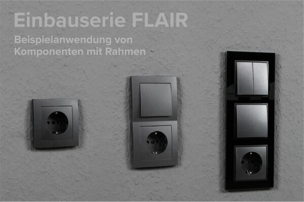 Set di prese McPower Flair "Beginner 3S-Style", antracite, cornice in vetro nero