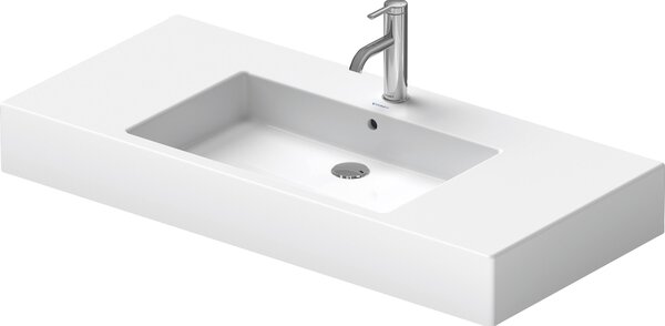 Duravit lavabo pour meuble Vero 105cm, avec trop-plein, avec plage pour robinetterie, 1 trou pour robinetterie, 0329100000, 0329100000