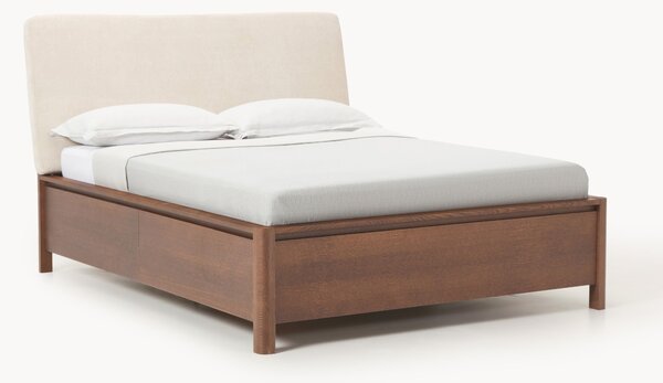 Letto in legno con testiera imbottita e cassetti Santiago