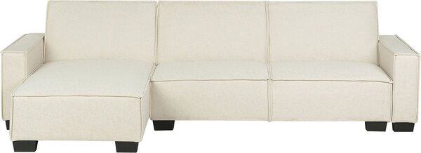 BELIANI Divano letto angolare, tessuto beige, imbottito 3 posti a L destra