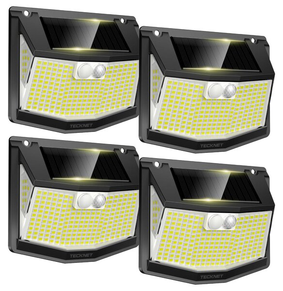 Lampada da esterno a energia solare, 248 LED, grado di protezione IP66 (resistente all'acqua), 3 modalità, confezione da 4 pezzi