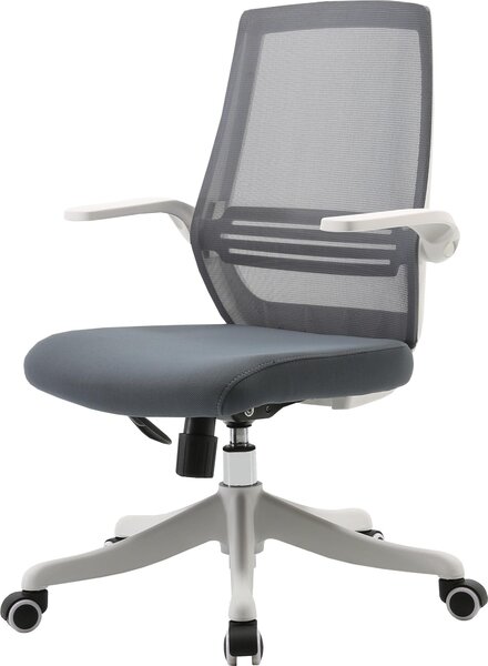 Sedia da ufficio moderna HWC-J88, sedia da scrivania, ergonomica e traspirante, supporto per la vita, bracciolo sollevabile ~ grigio