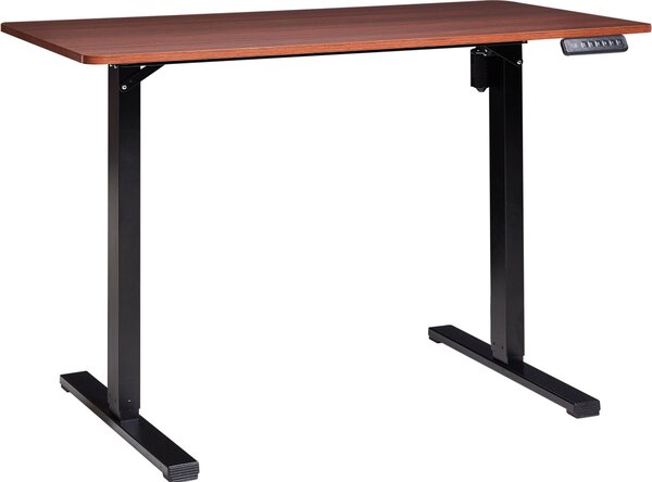 BELIANI Scrivania elettrica regolabile in altezza piano marrone struttura in acciaio nero 120 x 60 cm design moderno