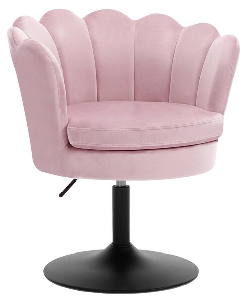 Poltrona a forma di fiore - Poltrona per il soggiorno - Regolabile in altezza - Girevole a 360° - Imbottita - Con braccioli - Rivestita in tessuto - Rosa