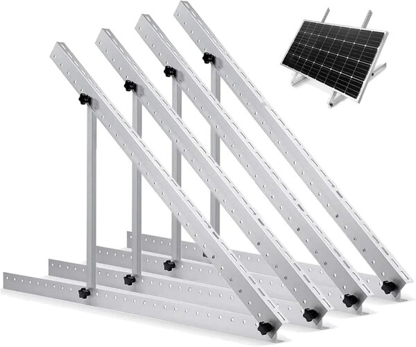 Supporto solare regolabile - Modello da 119 cm - Set da 2 pezzi - Gambe inclinabili pieghevoli - Regolabile in più posizioni - Realizzato in lega di alluminio - Adatto per camper, tetti, pavimenti e imbarcazioni