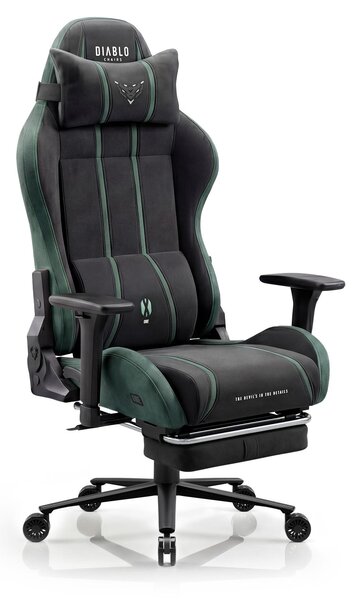Sedia da gaming Diablo Chairs X-One 2.0 in tessuto, sedia da ufficio ergonomica, sedia girevole, taglia normale, nero-verde