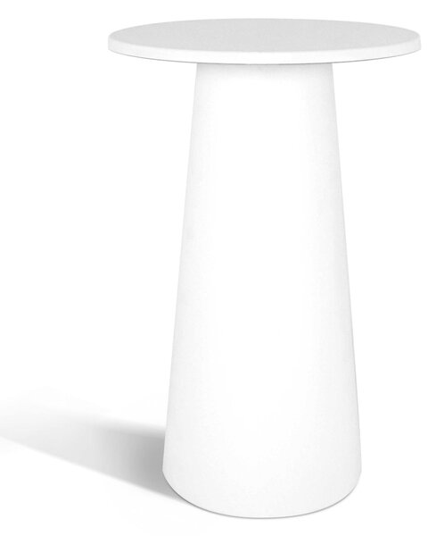 Tavolo alto in polietilene Mik� 2.0 Neutro piano in Wersalit ad alta resistenza Dimensioni 70x70x h106 cm piede piede bianco top bianco latte