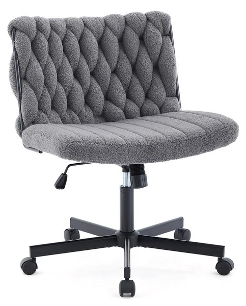 Sedia da ufficio moderna con schienale alto e seduta a forma di "X" - Sedia da scrivania senza braccioli - Seduta ampia ed ergonomica - Rotella e regolazione dell'altezza - Rivestimento in tessuto imbottito con rotelle - Grigia