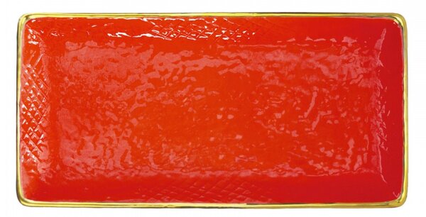 Piatto Sushi in Ceramica - Set 4 pz - Preta Oro - Arcucci Rosso