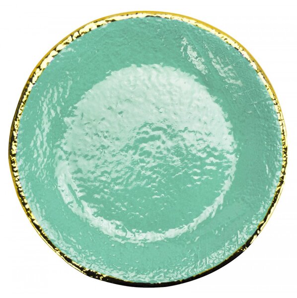 Vassoio Tondo in Ceramica - Preta Filo Oro - Arcucci Verde Tiffany