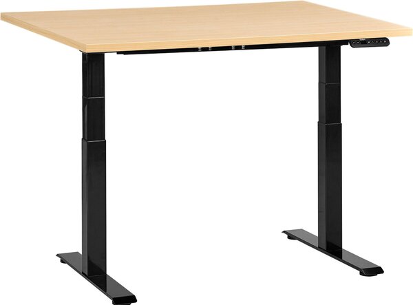 BELIANI Scrivania regolabile in altezza piano marrone chiaro struttura in acciaio nero 120 x 60 cm regolazione elettrica in altezza ufficio moderno