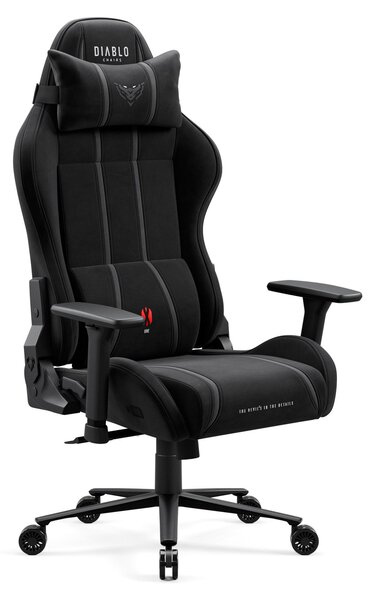 Sedia da gaming Diablo Chairs X-One 2.0 in tessuto, sedia da ufficio ergonomica, sedia girevole, taglia normale, nera