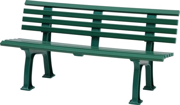 Panchina da giardino Antigua | 3 posti | Verde | HxLxP 74x150x54cm | Plastica resistente agli agenti atmosferici e ai raggi UV | Panchina da parco Panchina da esterno Balcone da giardino Terrazza