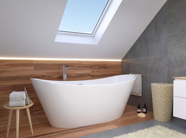 Vasca da bagno freestanding Rossa 170x80 in acrilico con set di scarico | BADLAND ROSSA