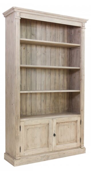 Homcom Libreria Scaffale in Legno a 3 Ripiani con 4 Scompartimenti e 2 ante  Legno Naturale 61.5x29.5x80cm