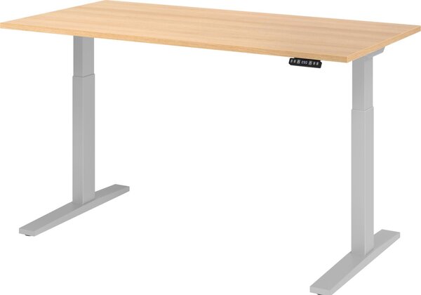Scrivania regolabile in altezza XMKA | 2 motori | 120-180 cm | elettrica | rovere, colore telaio:argento, dimensioni piano d'appoggio:160 x 80 cm