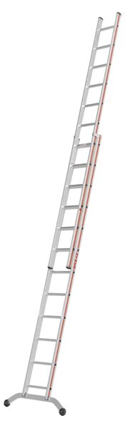 Scala scorrevole Hymer, in due parti, 2x12 pioli, lunghezza 3,53 / 6,05 m, altezza massima 6,92 m, peso 14,1 kg