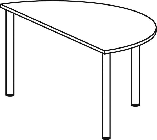 Tavolo da conferenza, LxPxA 1600x800x720 mm, semicircolare, struttura a 3 gambe, colore del piano/della struttura bianco/argento