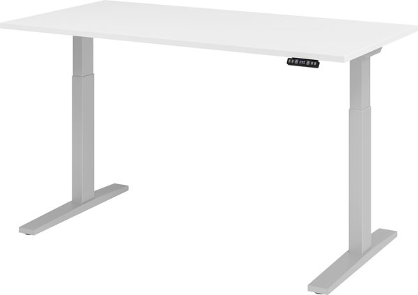 Scrivania regolabile in altezza XMKA | 2 motori | 120-180 cm | elettrica | bianca, colore telaio:argento, dimensioni piano d'appoggio:160 x 80 cm
