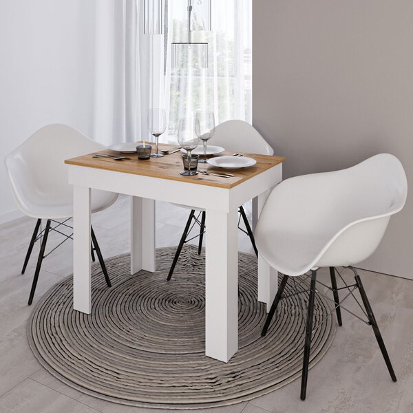 Esstisch Esszimmertisch Weiß 90x60 cm Holztisch Küchentisch Holz Eiche Tisch Massiv Wohnzimmertisch