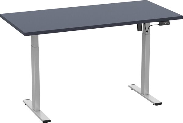 Scrivania LonaE con meccanismo elettrico di alzata e abbassamento 160x80x71-120cm antracite, color argento
