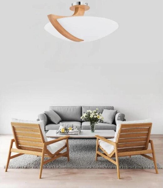 Lampada da soffitto in legno con paralume bianco CALMI 3xE14 10W ALF90058 Alfa