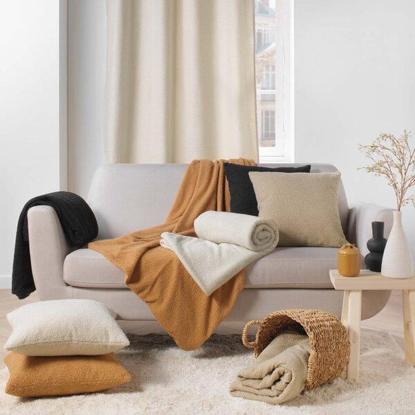 Coperta beige in vello 180x220 cm Curly Wooly – douceur d'intérieur