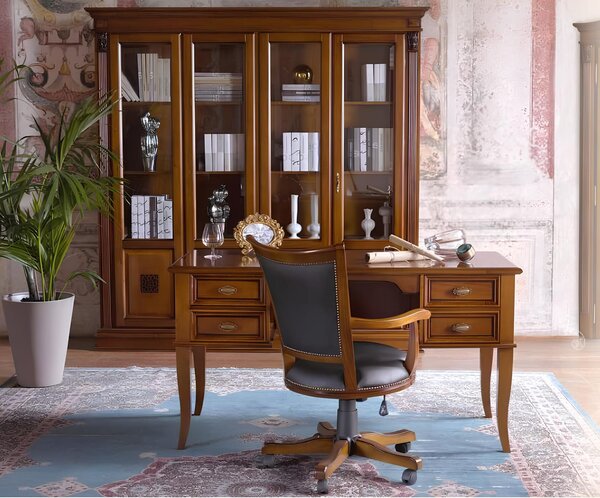Set da ufficio scrivania tavolo sedia direzionale poltrona 2 pezzi barocco rococò