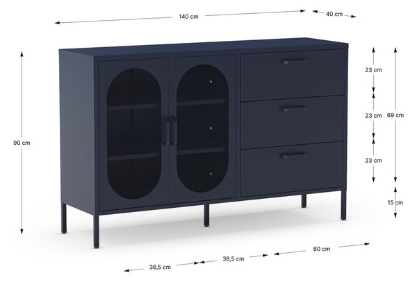 Cassettiera blu scuro 140x90 cm Diora - Marckeric