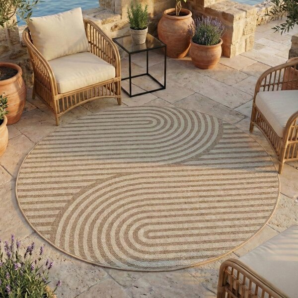 Tappeto da interno/esterno rotondo beige ø 80 cm Desert 1301 – Ayyildiz Carpets