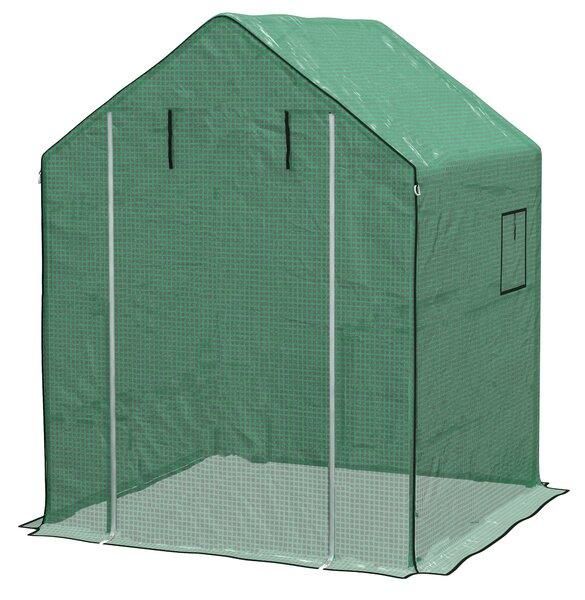 Outsunny Copertura PE per Serra da Giardino con Porta a Cerniera e Finestre, 140x143x190cm, Verde|Aosom