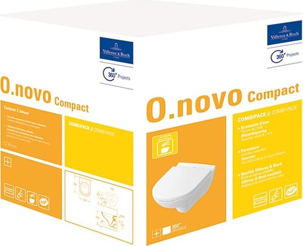 Villeroy & Boch Combi-Pack O.NOVO incl. WC sospeso profondo e sedile WC bianco