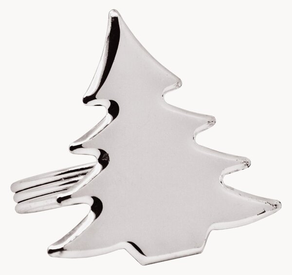 Anelli portatovaglioli placcati in argento Albero di Natale, set da 4