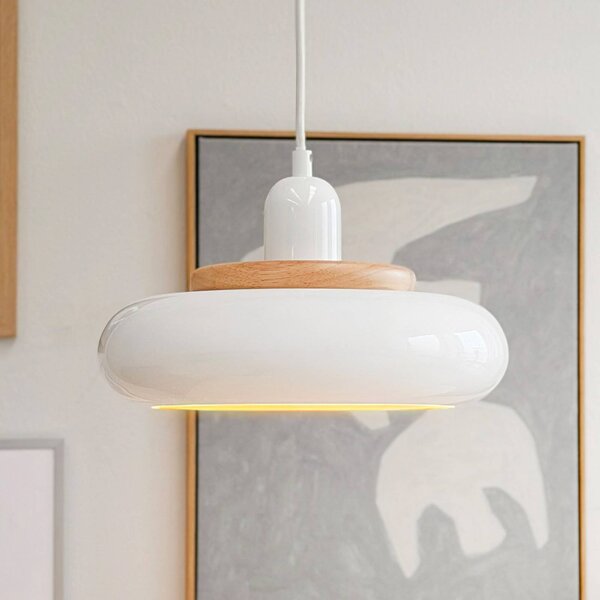 Dyberg Larsen Lampada a sospensione Planet Mini, dimmerabile, Bianco / Opale, Soggiorno / Sala da pranzo, Metallo, Design, Lampada a sospensione