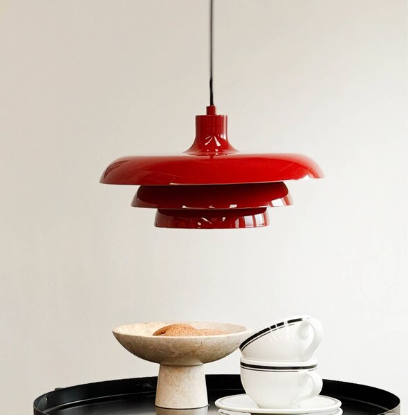 Dyberg Larsen Lampada a sospensione Ava, dimmerabile, Rosso, Soggiorno / Sala da pranzo, Metallo, Design, Lampada a sospensione